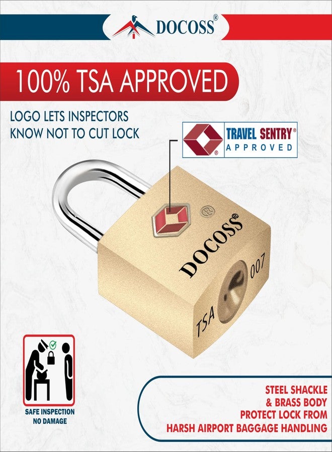 DOCOSS Pack of 2 Small Brass Lock TSA Locks with 2 Keys for Luggage with Keys,Travelling Locks Padlock(Gold) - Image 2